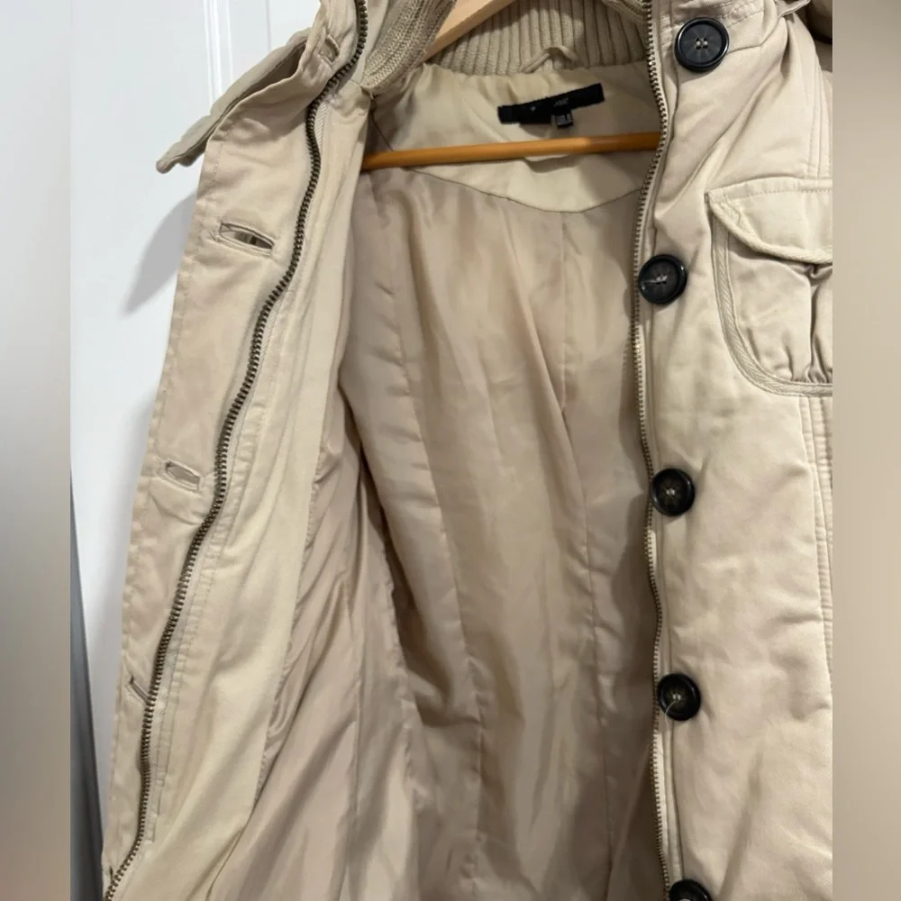 ZARA Basic Beige Padded Utility Jacket | Button & Zip Front | Women’s Medium